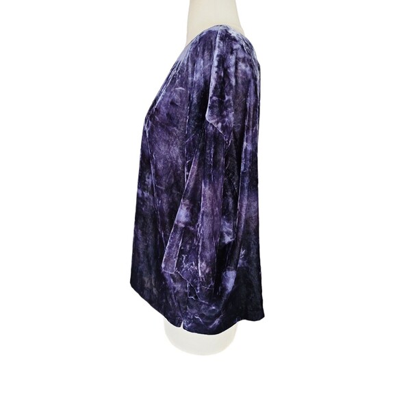 J. Jill Pure Jill Crushed Velvet Boxy Boho Blouse Women S Navy Tie-Dyed NWT - Picture 3 of 9